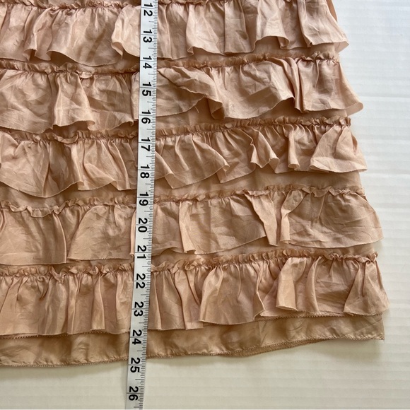 SILK Peach Powdered Pink Layered Tiered Skirt Ruffles Size L - Picture 6 of 6